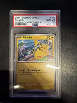 2024 Pokemon Pikachu World Championships Black Star Promo Card #190 PSA 10 - Image 1