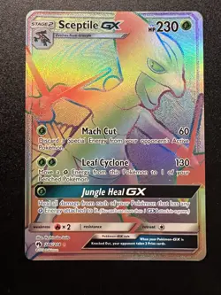 Pokemon Sceptile GX 216/214 Rainbow Rare Lost Thunder 2018 Card LP Condition - Image 1