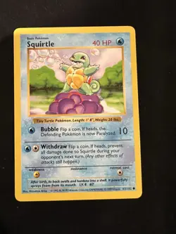 Pokemon Card - Squirtle Base Set (Shadowless) 63/102 Common NM-Mint - Image 1