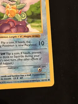 Pokemon Card - Squirtle Base Set (Shadowless) 63/102 Common NM-Mint - Image 5