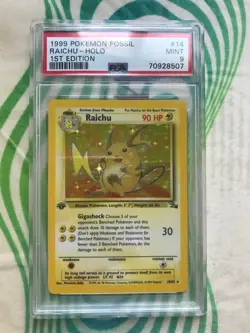1999 Pokemon Fossil 1st Edition Raichu 14/62 Holo PSA 9 - Image 4
