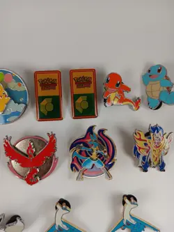 Official Pokemon Enamel Pins & 2 Vintage Trainer Badges- Lot Of 18 Pins - Image 4