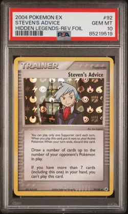 2004 Pokemon EX Hidden Legends Steven's Advice Reverse Foil #92 PSA 10 - Image 1