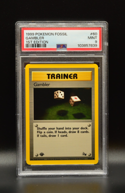Gambler 1st Edition 1999 Pokemon Fossil PSA 9 MINT #60 WOTC Newly Graded - Image 1