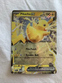 Pokemon TCG Pikachu EX Double Rare Holo Card Paldea Evolved 063/193 NM Condition - Image 1