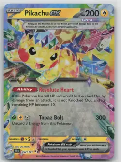 Pokemon Card Pikachu ex - Double Rare SV08: Surging Sparks 057/191 NM - Image 1