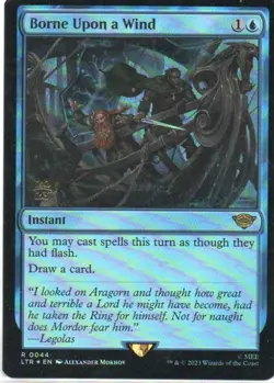 MTG: The Lord of the Rings: Prerelease Foil Borne Upon a Wind: LP Condition - Image 1