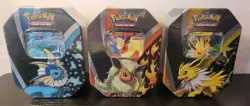 2021 Eevee Evolutions Tin Set Pokemon 1st Print Jolt Flareon Vaporeon Evolving S 820650829055 - Image 2