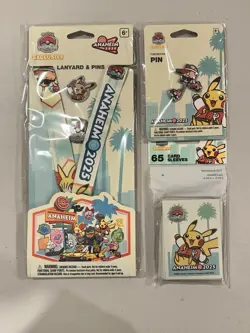 Pokemon World Championships 2025 Pikachu Lanyard, Toedscool Pin & Card Sleeves - Image 1