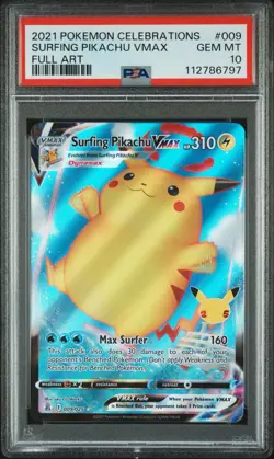 PSA 10 Surfing Pikachu Vmax 009/025 Celebrations Classic Collection Pokemon Card - Image 1