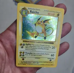 Raichu (Shadowless) Pokemon Card TCG Holo Rare Base Set 04/102 wotc - Image 1