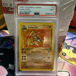 1999 Pokemon Fossil 24 Kabutops 1st Edition PSA 9 52649255 Graded Pokemon Cards - Image 1