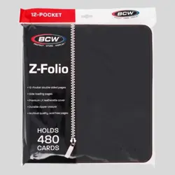 BCW Z-Folio 12-Pocket Card Binder | Holds 480 Cards | Side-Loading, Zippered, Ac - Image 2