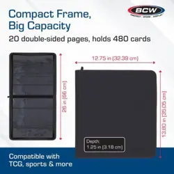 BCW Z-Folio 12-Pocket Card Binder | Holds 480 Cards | Side-Loading, Zippered, Ac - Image 5