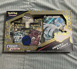 Pokemon Unown & Lugia V Special Collection Sealed Crown Zenith Box Pin & 5 Packs - Image 1