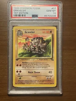 1999 Pokemon Fossil 1st Edition Graveler #37 PSA 10 - Image 1