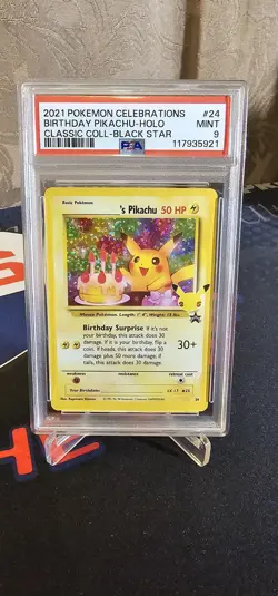 2021 Pokemon Celebrations Birthday Pikachu Holo Classic Collection Black Star... - Image 1