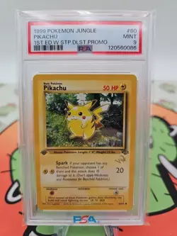 1999 POKEMON JUNGLE 1ST EDITION W STAMP DUELIST PROMO #60 PIKACHU PSA 9 - Image 1