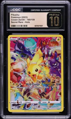 2023 Pokemon Sword & Shield Crown Zenith Full Art Pikachu #160 CGC 10 PRISTINE - Image 1