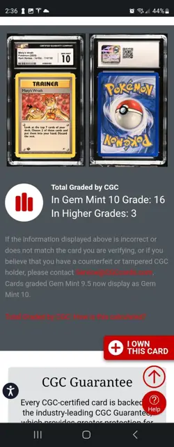 (POP 16) CGC 10 GEM MINT Waifu Pokemon Gym Heroes Misty's Wrath Trainer 114/132 - Image 4