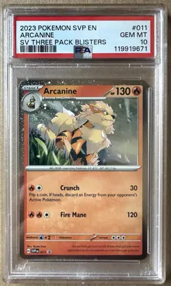 2023 POKEMON SVP EN-SV BLACK STAR PROMO #011 ARCANINE PSA 10 COSMOS HOLO - Image 1