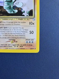 Pokemon TCG: Neo Genesis (2000) Unlimited Donphan Rare 21/111 Vintage Near Mint - Image 4