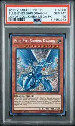 Yugioh PSA 10 Blue-Eyes Shining Dragon LCKC-EN008 Secret Rare 1st Edition - Image 2