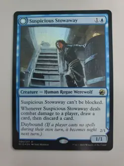 MTG Suspicious Stowaway/Seafaring Werewolf Innistrad: Midnight Hunt Foil Rare - Image 1