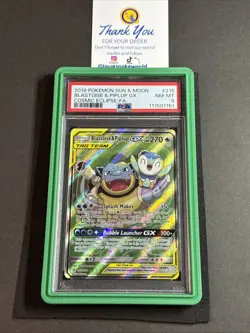 Blastoise & Piplup GX PSA 8 Alternate Full Art #215/236 Pokemon 2019 + Guard 🟩 - Image 1