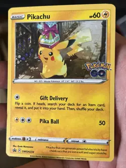 Pikachu SWSH234 Black Star Promo 2022 Pokemon Go Holo Card Mint NM - Image 2