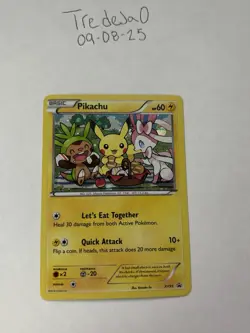 Pokemon XY Black Star Promo XY95 Pikachu ( Sylveon + Chespin ) Holo NM Card - Image 1