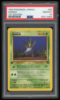 1999 POKEMON JUNGLE 1ST EDITION #58/64 ODDISH PSA 10 - Image 1