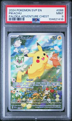 2024 POKEMON SVP EN-SV BLACK STAR PROMO PALDEA ADVENTURE CHEST PIKACHU PSA 9 - Image 1