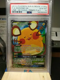 2019 Pokemon Sun & Moon Dedenne GX #195a PSA 10 Gem Mint - Image 1