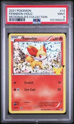2021 Pokemon Mcdonalds Collection Fennekin Holo #14 - PSA 9 MINT - Image 1