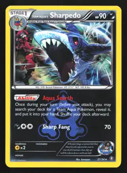 Pokemon Team Aqua's Sharpedo 21/34 Double Crisis Holo Rare LP - Image 1