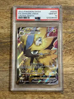 GRADED PSA 10 2023 Pokemon SWSH FA/Zeraora VMax Crown Zenith #GG42 - Image 1