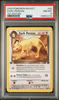 2000 Pokemon Team Rocket 1st Edition 42 Dark Persian PSA 8 NM-MT - Image 1
