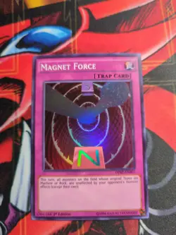 Yugioh Trap Card Magnet Force DPRP-EN007 1st Edition Super Rare lightly used - Image 1