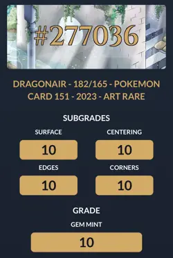 Dragonair 182/165 Art Rare - Pokemon Card 151 sv2a - Japanese [ACE GEM MINT 10] - Image 3
