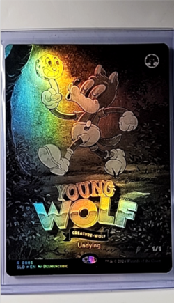Magic The Gathering SLD Secret Lair Black and White Poster Foil #885 Young Wolf - Image 1
