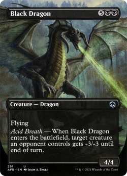 Borderless BLACK DRAGON mtg NM Adventures in The Forgotten Realms 1 Unc - Image 1