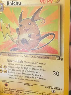 CARTE POKEMON RAICHU 29/62 EDITION 1 FR RARE WIZARDS FOSSILE - TBE/EXC - Image 4