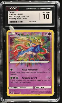 ZACIAN Vivid Voltage Holo Amazing Rare #082 CGC 10 Gem Mint Pokemon - Image 1