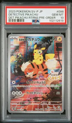 2023 POKEMON JAPANESE SV-P PROMO #098 DETECTIVE PIKACHU PSA 10 - Image 1