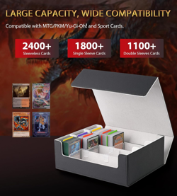 Trading Card Storage Box - 2400+ Card Deck Case for Magic the Gathering PKM Yugi - Image 2