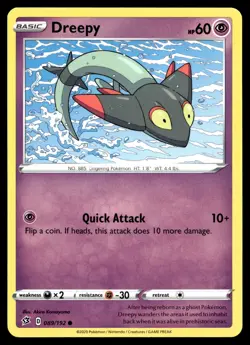 Dreepy 089/192 89/192 Pokemon card Rebel Clash common - Image 1