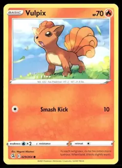 2021 Fusion Strike Set Pokemon Card 029 Vulpix NM - Image 1