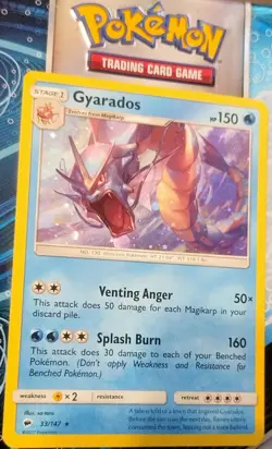 Gyarados Pokemon card from the Sun & Moon Burning Shadows set. - Image 1