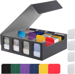 Card Storage Box, 3200+ MTG Deck Box with 12 Colorful Dividers & 4 Supporters,Wi - Image 1